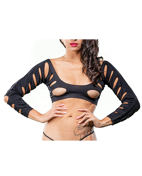 Beverly Hills Naughty Girl Crotchless Leggings w/Varigated Holes Black O/S