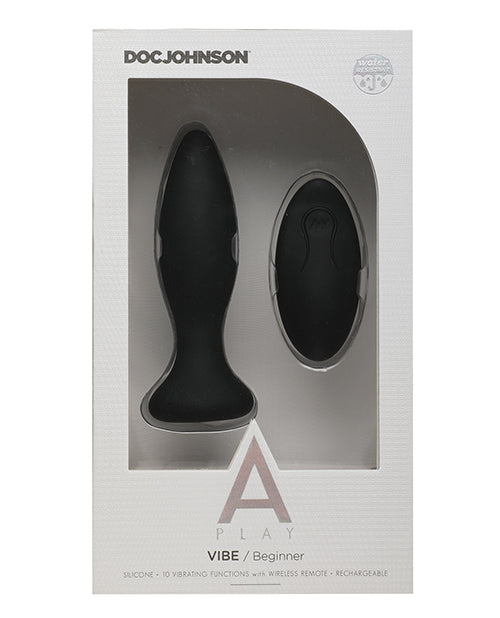 A Play Rechargeable Silicone Beginner Anal Plug w/Remote - Black