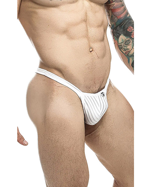 Male Basics Y Buns Thong White Sheer MD