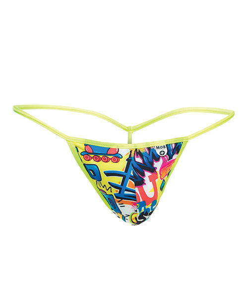 Male Basics Sinful Hipster Music T Thong G-String Blue Print MD